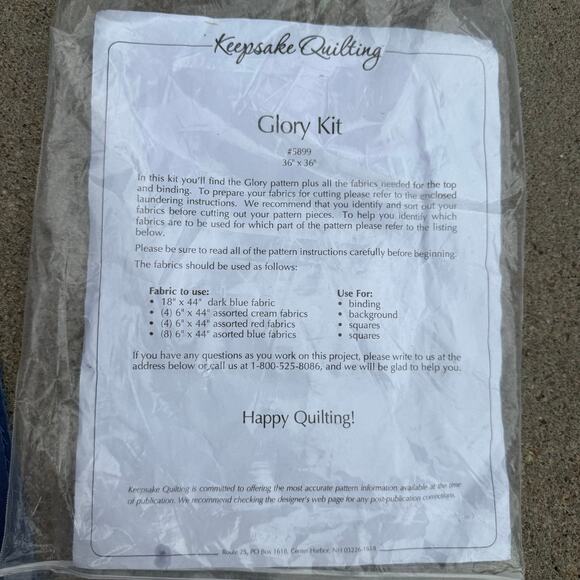 GLORY Easy Strip Cut Quilt Kit by Sandy Petsche for Maple Hill 36x36" Americana - Picture 5 of 5